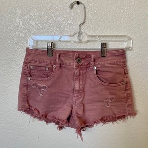 AE Mauve Distressed Shorts